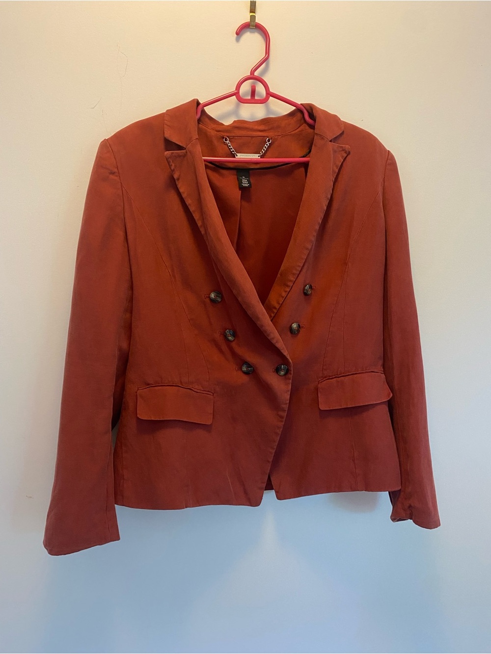 Women's Rust Double-Breasted Blazer Jacket